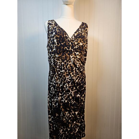 Lauren Ralph Lauren Dresses & Skirts - Lauren Ralph Lauren Leopard Print Cocktail Dress Women’s Size 16 Stretch Party